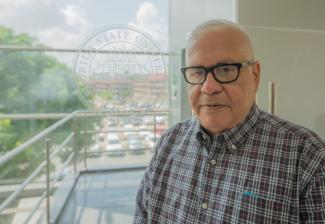 Gustavo Montufar in the FSU Panama main campus building